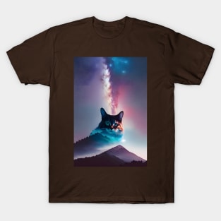 Copy of Galaxy Cat Double Exposure - Modern Digital Art T-Shirt